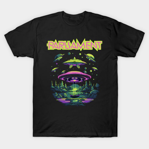 Parliament Funkadelic Retro Mothership UFO Rock Funk Throwback T-Shirt by John white